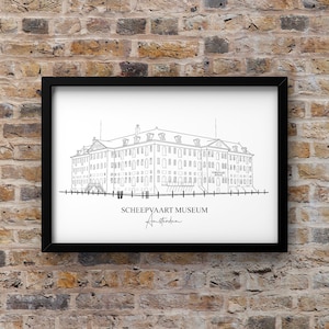Amsterdam Print Wall Art, Amsterdam Line Art Print, Minimalist, DIGITAL DOWNLOAD, Scheepvaart Museum, Amsterdam
