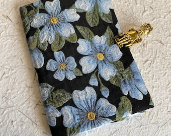 Blue Flowers Journals, Hobo Notebooks, Scrapbooks, Vintage Style Floral Journal, Diary, Planners,Bookcases,Book Sleeves, A5 Lined Grid Blank