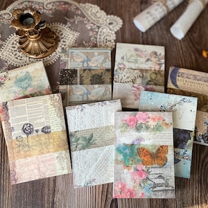 Paquete de 100 hojas de papel para álbumes de recortes, papel de collage de estilo vintage, papel decorativo, papel de diario vintage, kit de diario basura para álbumes de recortes