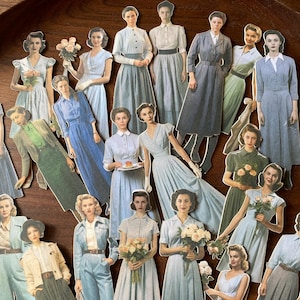 25 stuks vintage damesstickers, modestickers jaren 40, 50, dagboekstickers, stickers WO2, retro-stijl vintage dagboekstickers