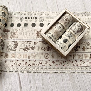 10 rotoli/scatola nastri Washi, nastri per diari, nastro per mascheratura stile vintage, nastro per pianificatore, abbellimento per scrapbooking, diario spazzatura, creazione di biglietti immagine 1