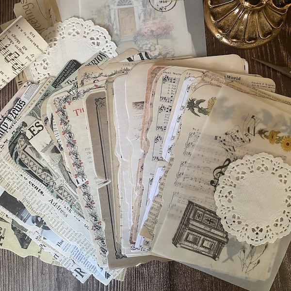 25 Vintage inspirierte Papierbögen, Junk Journal Kit, Journalpapier, Collagenpapier, Papier Ephemera, Hintergrundmusterpapier