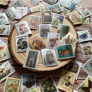46 Natur Themen Stempel Aufkleber, Wald Stempel, Blumen Stempel, Schmetterling, Journal Aufkleber, Junk-Journal Kits für Scrapbooking Journaling