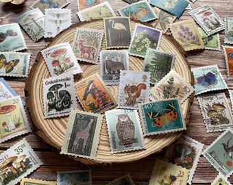 Pegatinas washi de naturaleza: Bosque vintage, sellos de mariposas (46 unidades)
