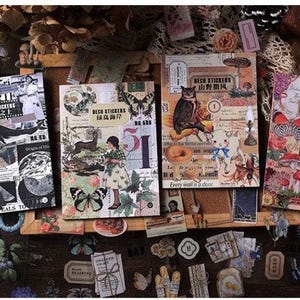 Libro de pegatinas de 20 hojas, folleto de pegatinas con temática de la naturaleza, pegatinas de diario, pegatinas decorativas vintage, pegatinas para bullet journal, pegatinas para scrapbooking