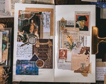 200PCS Junk Journal Ephemera Kit Pack, Vintage Journaling Paper Pack, Ephemera, Tags, Artist Themed Junk Journaling Kit for Scrapbook