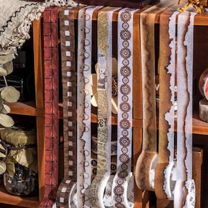 Burn Effect Tape, Vintage Inspired Washi Tapes, Masking Tape, Journal Tape for Scrapbooking, Junk Journal, Card Making