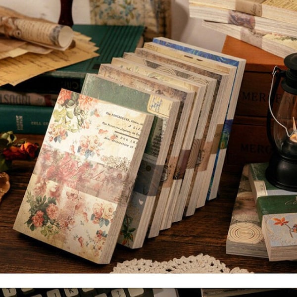 100 Sheets Scrapbook Paper booklet, Vintage Style Collage Paper, Deco Paper, Vintage Journaling Paper, Junk Journaling Kit for Scrapbooking