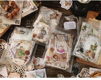 260pcs Junk Journal Kit, Craft Paper Pack, Vintage Journaling Paper, Paper Ephemera, Scrapbook Paper, Lace,Junk Journaling Kit for Scrapbook