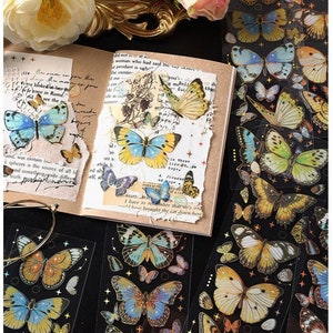 Vlinder stickervellen, bloemenstickers, dagboekstickers, bloemstickers voor vintage geïnspireerde planner, plakboek, kaarten maken, journaling