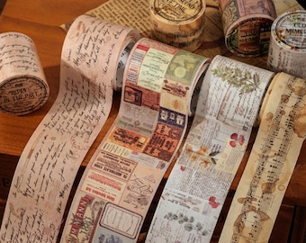 Vintage Style Washi Tapes, Masking Tapes, Journal Tapes, Planner Tapes, Supplies for Scrapbooking, Junk Journal, Journaling, Card Tag Making