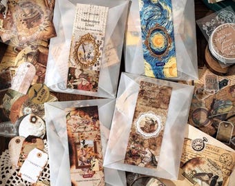 200pcs Vintage Style Junk Journal Kit,Paper Ephemera,Stickers,Scrapbook Paper,Deco Paper Pack, Vintage Journaling Paper for Scrapbooking