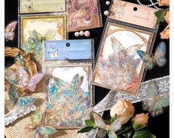 20pcs Vintage Style Butterfly Stickers Pack, Multicolored Butterflies Stickers Supplies for Journals, Junk journal, Scrapbooking, Crafting
