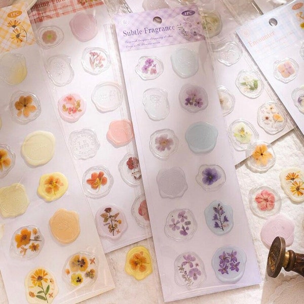 12 Flower Wax Seal Stickers, Envelop Sealing Stickers Kit Stickers Junk Journal Kit Vintage Journal Stickers voor Junk Journal Scrapbook