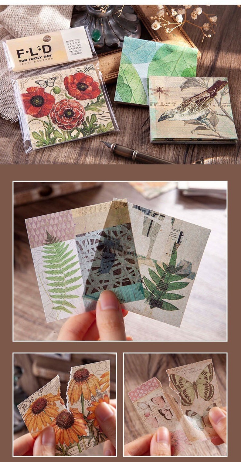 30pcs Scrapbook Paper, Junk Journal Kit, Ephemera Pack, Nature Themed ...