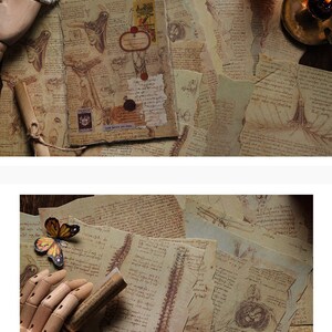 May include: A collection of vintage paper scraps with anatomical illustrations and handwritten text. The paper is aged and has a yellowed, worn look. The scraps are perfect for scrapbooking, card making, or other craft projects.