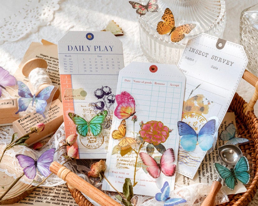 40pcs Vintage Style Butterfly Stickers Pack, Multicolored Butterflies ...