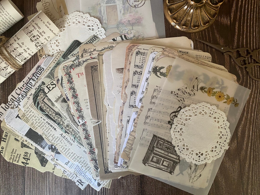 25 Vintage Inspired Scrapbook Paper Sheets, Junk Journal Kit ...