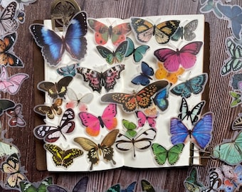 90pcs Butterfly Stickers Pack, Butterflies Stickers for Planner, Laptop, Card Making,Vintage Style Junk journal Kit for Scrapbook,Journaling