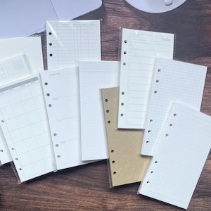 6-hole Paper Inserts,6-ring Planner Refills,Binder Inserts,Refill Paper,Lined Paper,Planner Insert,Dotted Paper,Grid Paper,A6 6-hole Paper
