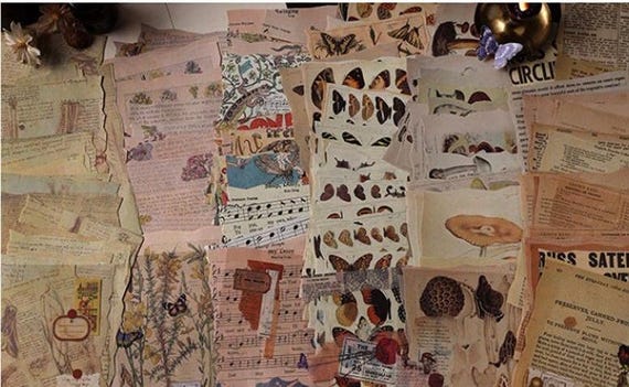 24 Vintage Inspired Scrapbook Paper Sheets, Collage Paper, Junk Journal Kit, Journaling Paper, Paper Ephemera, Background Pattern Paper