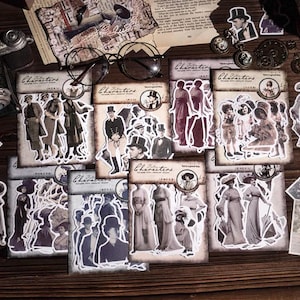 30 stuks vintage paper Dolls-stickers, Victoriaanse Edwardiaanse jaren 1930 modestickers, dagboekstickers, retro-stijl vintage dagboekstickers