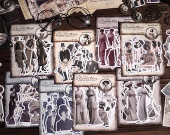 30Pcs Vintage Paper Dolls Stickers,Victorian Edwardian Era 1930s fashion stickers,Journal Stickers,Retro Style Vintage Journaling Stickers