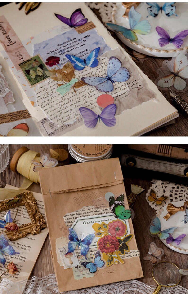 40pcs Vintage Style Butterfly Stickers Pack, Multicolored Butterflies ...