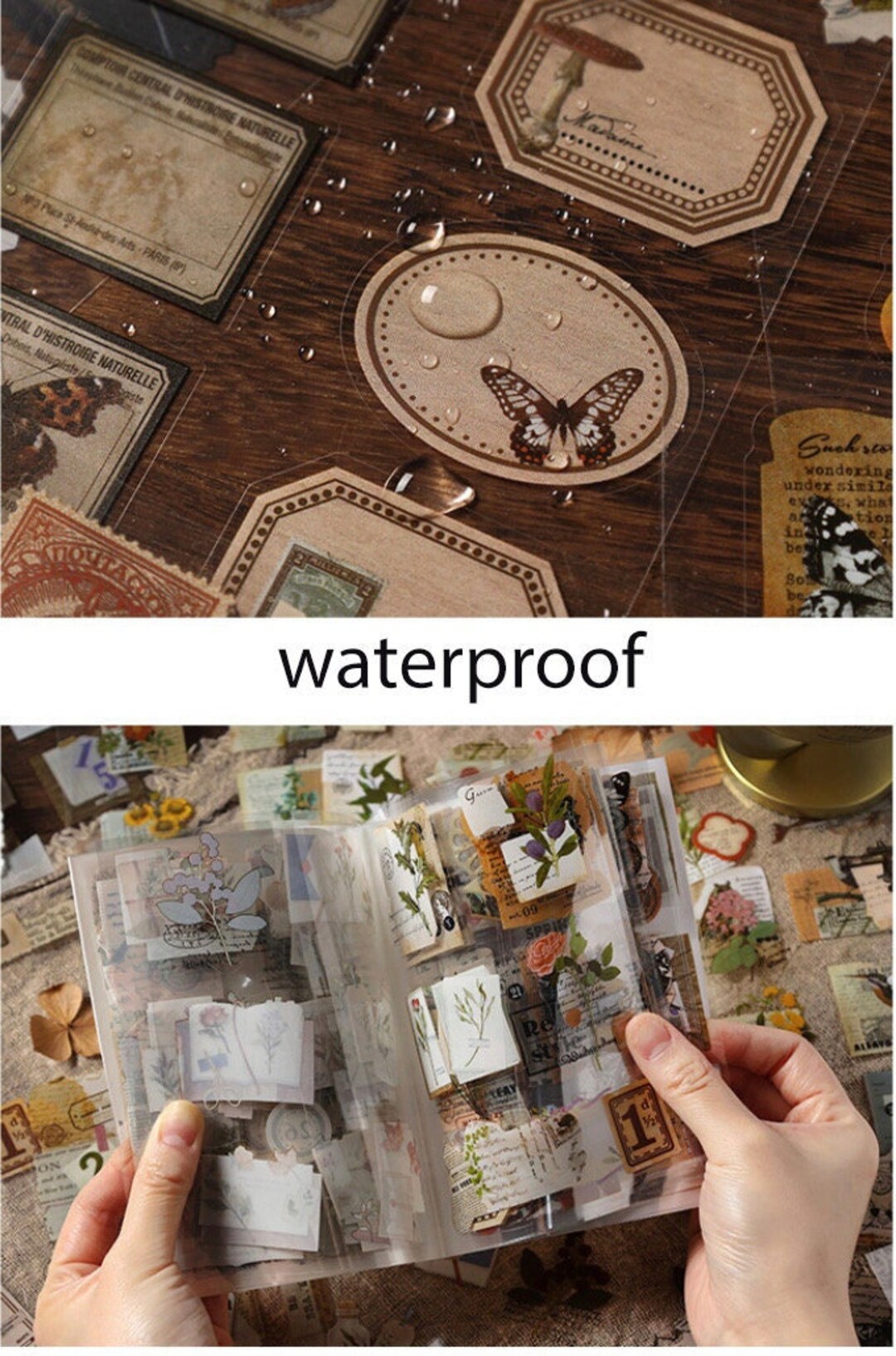 20 Sheets Sticker Booklet, Vintage Style Sticker Book, Journal Sticker