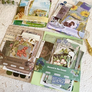 91 Stück Junk Journal Kit, Scrapbook Papier Pack, Aufkleber, Ephemera, Vintage Journaling Papier, Kraftpapier Zubehör, Deko Papier für Scrapbook