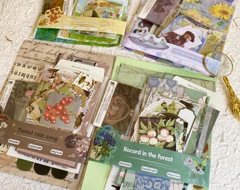 91pcs Junk Journal Kit, Scrapbook Paper Pack, Stickers,Ephemera,Vintage Journaling Paper, Craft Paper Supplies, Deco Paper for Scrapbook