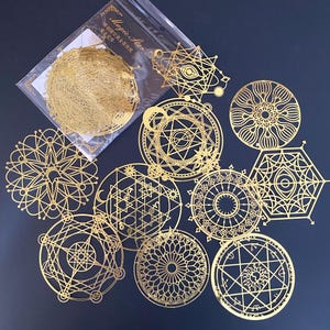 Sterne Reihe Magische Laser Spitze Ephemeras, Goldfolien Spitze Sets, Scrapbook Papier, Junk Journal Kits, Ausschnitte für Journaling, Scrapbooking
