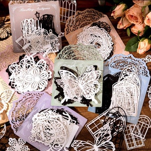 20 fustelle, lacci di carta, confezione di biglietti goffrati e scavati, fustelle, kit per diario spazzatura, effimeri, forniture per diario, kit per scrapbooking