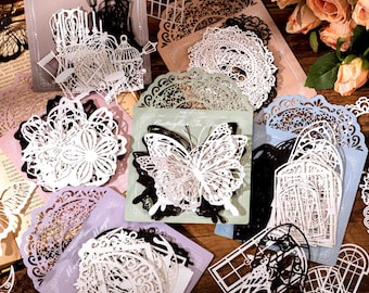 20pcs Die Cuts, Paper Laces, Hollowed Out Embossed Cards Pack, Die-cuts, Junk Journal Kit, Ephemeras, Journaling supplies, Scrapbook kits