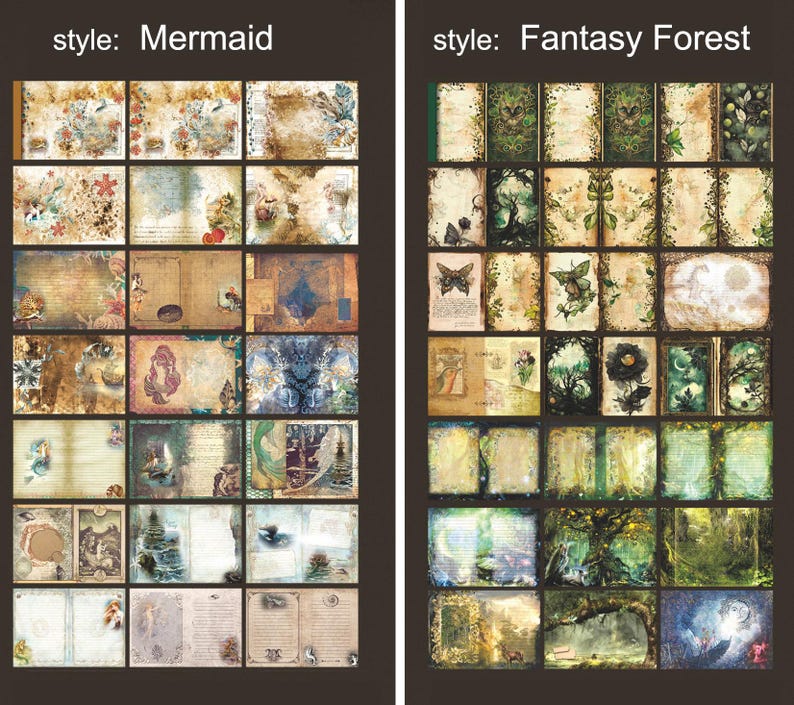 40 Vintage Style Scrapbook Paper, Fantasy Collage Paper,deco Paper ...