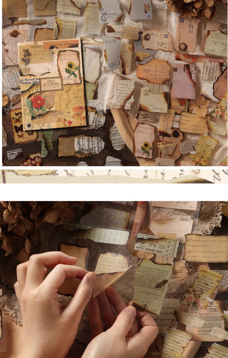 20 Sheets Sticker Booklet Vintage Style Sticker Book Journal Etsy