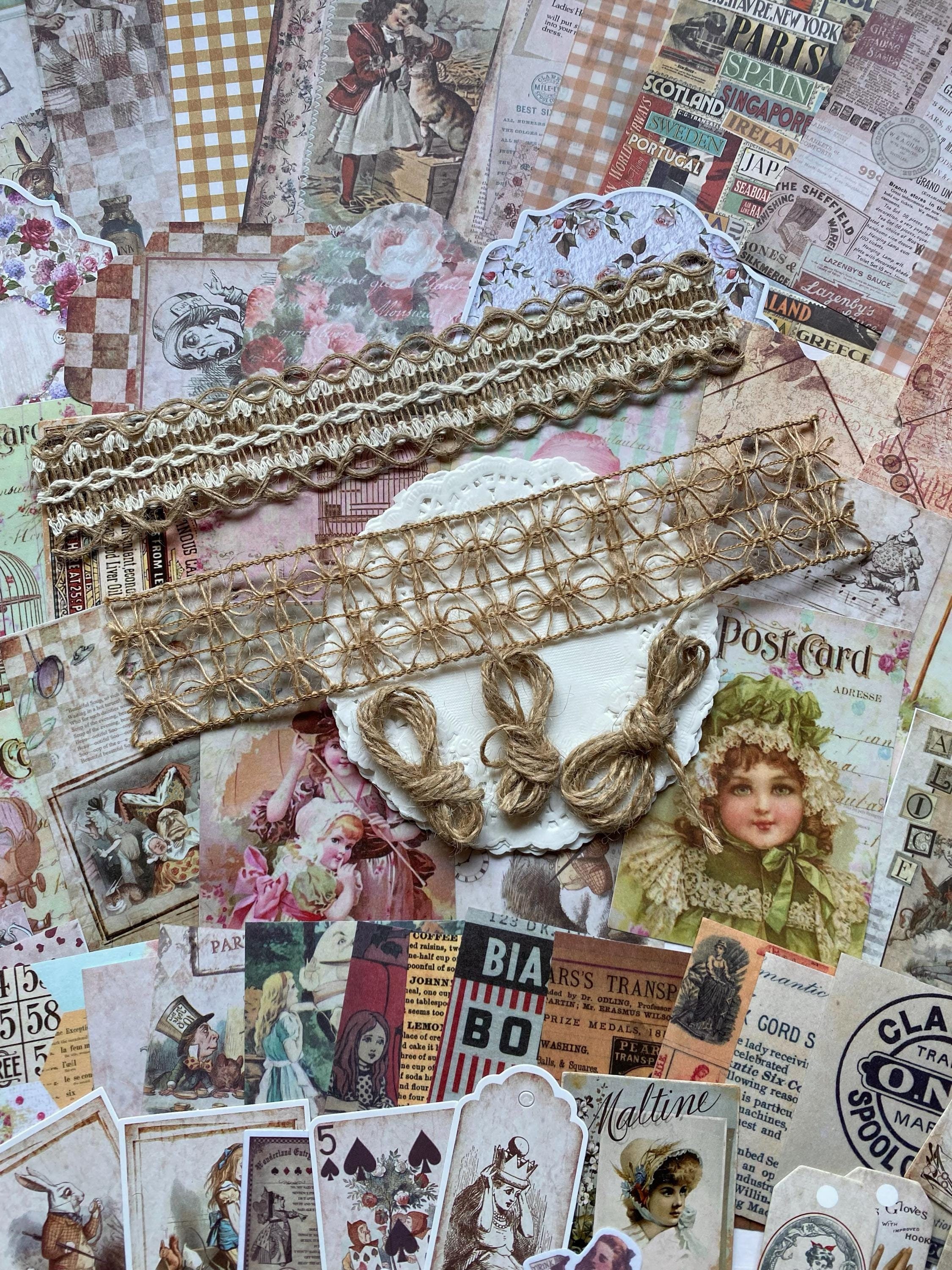 Vintage-inspired Junk Journal Kit Pack, Victorian Journaling Paper