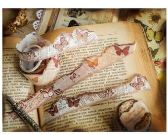 Nastro effetto bruciatura, nastri Washi vintage a farfalla, nastro per mascheratura a forma speciale, nastro per diario per scrapbooking, diario spazzatura, creazione di cartoline