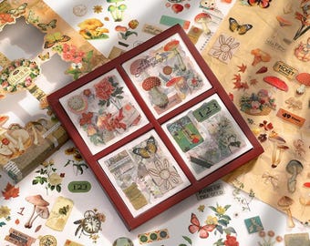 Stickers Box, Stationary Gift Box,Junk Journal Kit, 100 Sheets Journal Stickers, Nature Style Stickers for Scrapbooking, Journaling,Planner