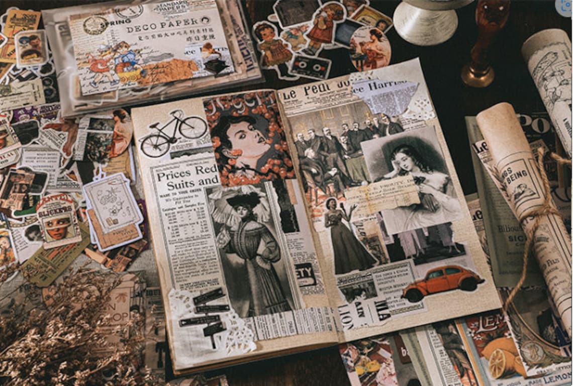 200PCS Junk Journal Ephemera Kit Pack, Vintage Journaling Paper Pack ...