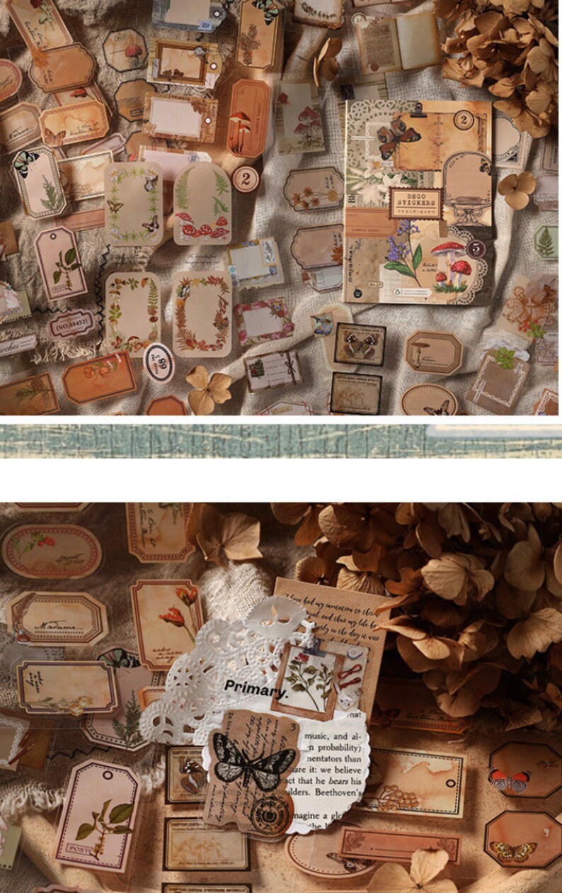 20 Sheets Sticker Booklet Vintage Style Sticker Book Journal Etsy