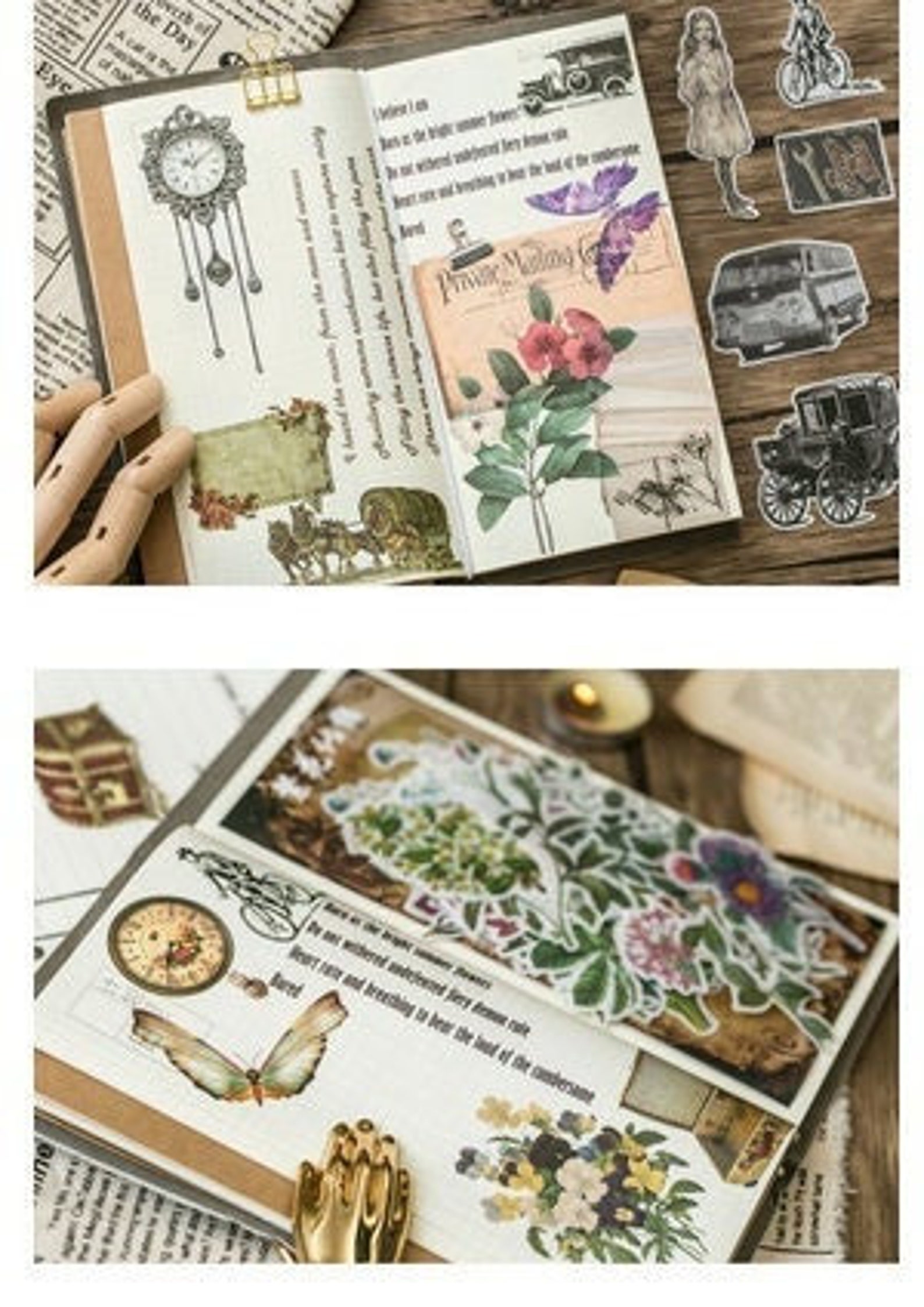 60PCS Washi Stickers Pack, Vintage Journaling Stickers Pack, Old Memory ...