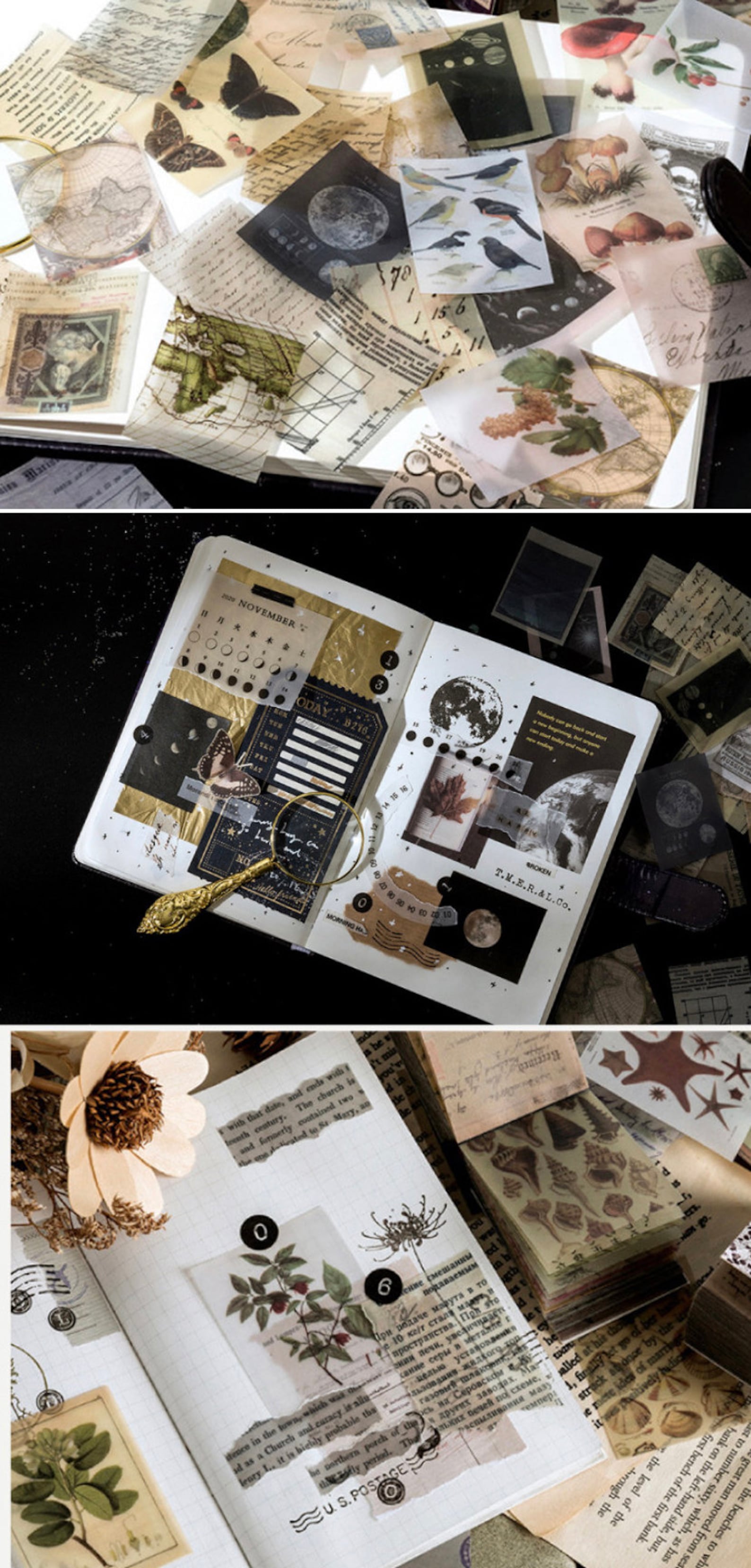 366pcs Junk Journal Kit, Ephemera, Scrapbook Paper Pad, Vintage Style ...