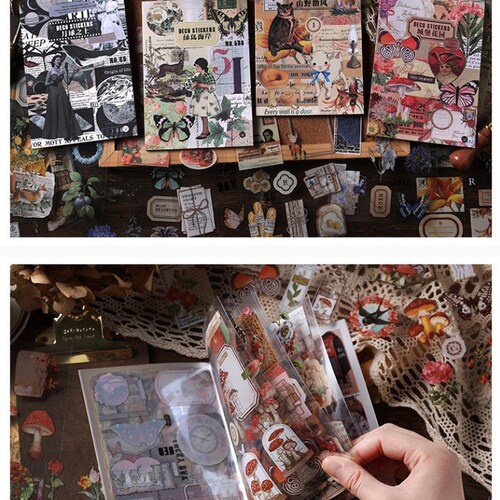 20 Sheets Sticker Booklet Vintage Style Sticker Book Journal Etsy
