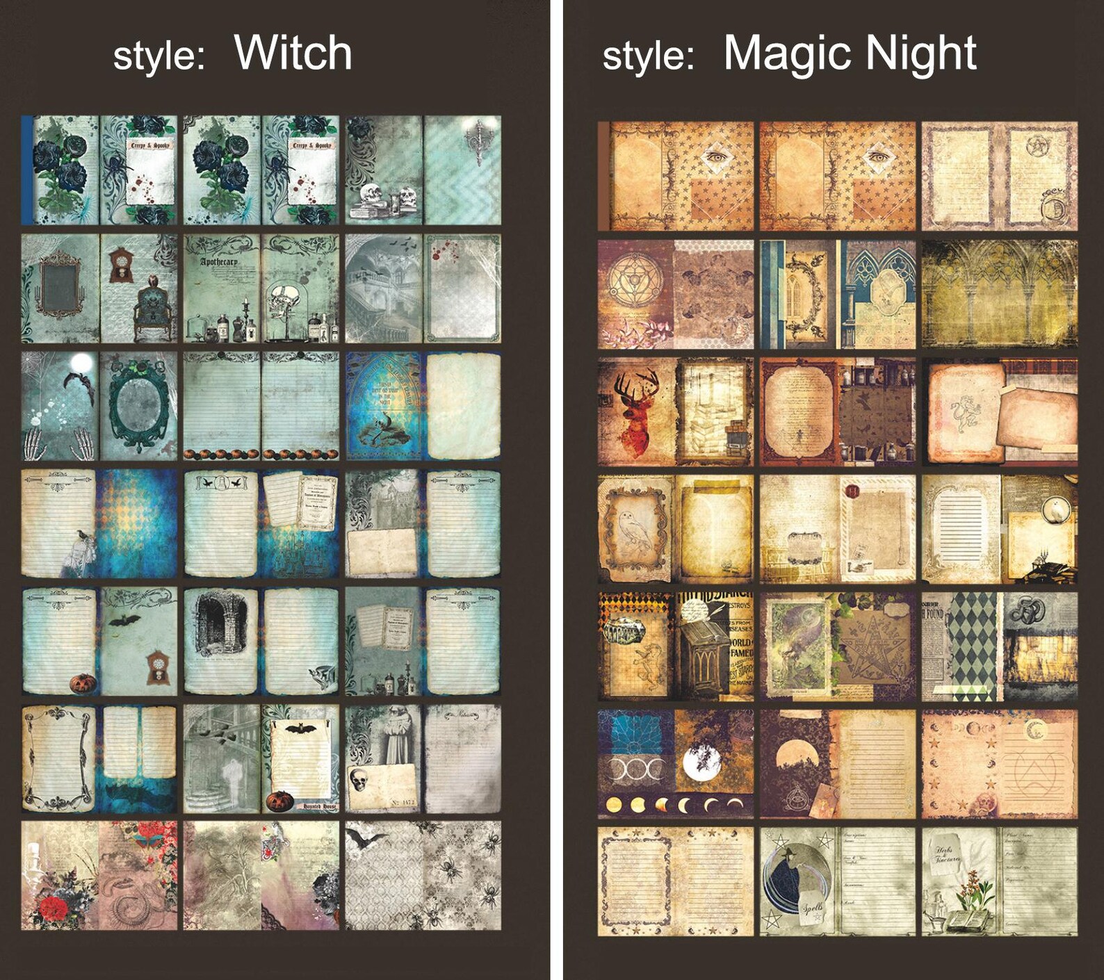 40 Vintage Style Scrapbook Paper, Fantasy Collage Paper,deco Paper ...