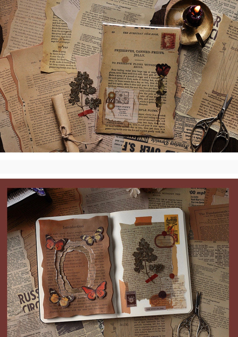 Kit Carta Scrapbooking Vintage Fantasy 160 Fogli Con 4 Stili + Nastro Adesivo - Set Completo Per Album Diario Fai Da Te E Creazioni