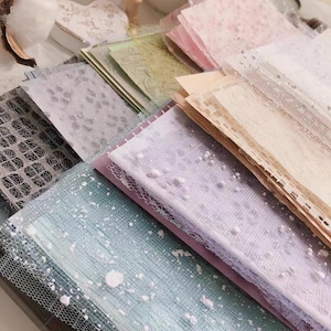 10 gemischte Papierpackungen, farblich sortiert, Baumwolle, Maulbeerbaum, Krepp, Spitze, Decoupage-Papier, für Junk Journal, Scrapbooking, Vintage Journal