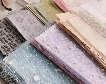 10 Mixed Paper Pack, Assorted Color Cotton, Mulberry, Crepe, Lace, Decoupage Paper, Tissue, for Junk Journal, Scrapbooking, Vintage Journal