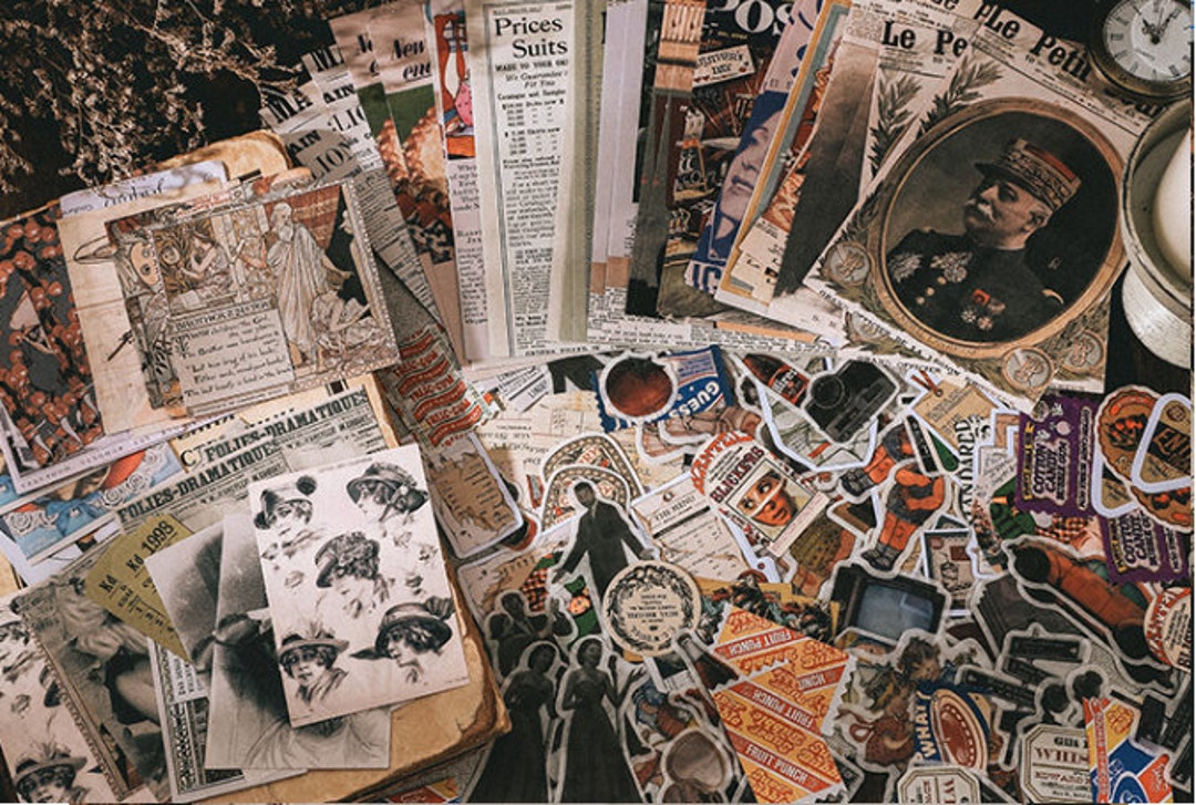 200PCS Junk Journal Ephemera Kit Pack, Vintage Journaling Paper Pack ...