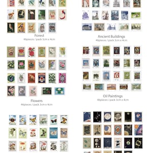 Vintage Stamps Stickers, Stämpelsamlingar, Journal Stickers Pack, 46 st retro-tema klistermärken, Junk Journal Kit för scrapbooking bild 10